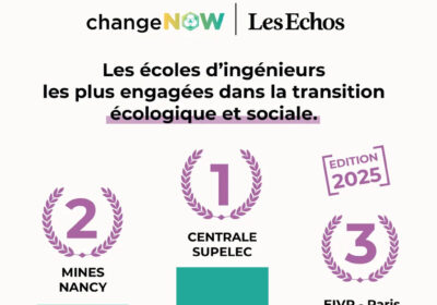 Podium du palmarès Change Now 2025 avec Mines Nancy en 2e place,