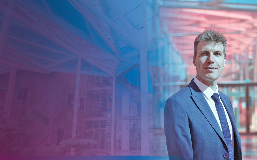 visuel fondu/dégradé entre la galerie du campus Artem et le portrait de François Alter